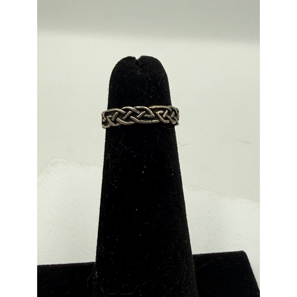 Vintage 925 Sterling Silver Celtic Knot Adjustable Toe Ring Braided Band